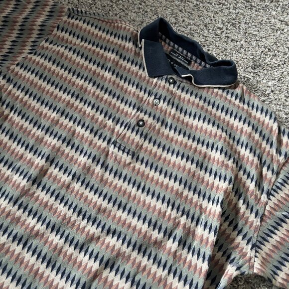 Vintage Croft & Barrow Polo Shirt XLT 60s 2-Ply Cotton Diamond Pattern Short Sle - Picture 2 of 6